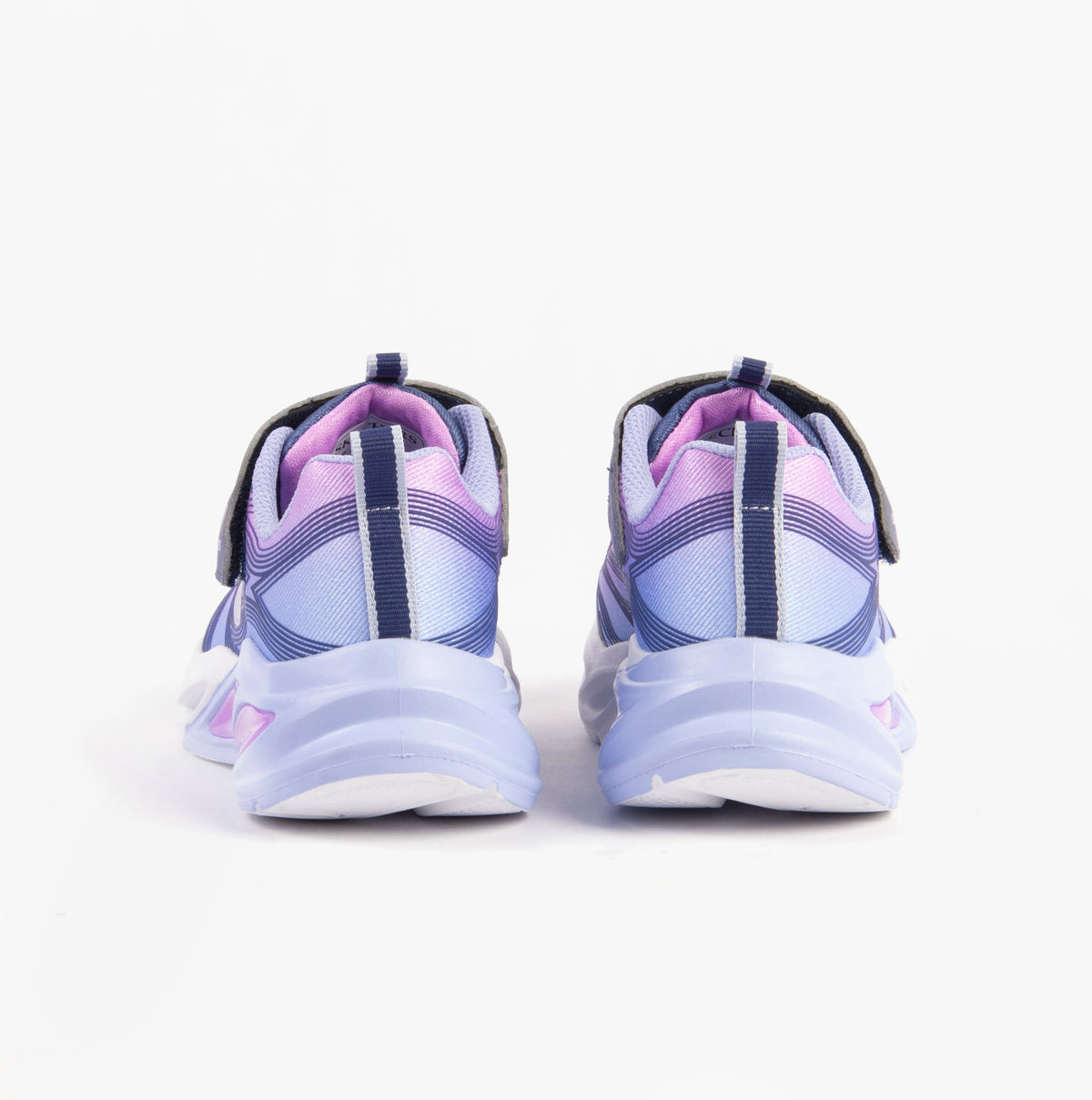 Skechers 303712L/NVMT COSMIC GLOW Girls Trainers Navy Multi rear view showing sleek design and comfortable fit.