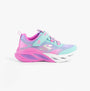 Skechers 303712L/TQMT COSMIC GLOW Girls Trainers Turquoise Multi side view showcasing vibrant colors and design elements.