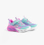 Skechers 303712L/TQMT COSMIC GLOW Girls Trainers Turquoise Multi side view showing turquoise and pink color with bungee stretch laces.