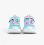 Skechers 303712L/TQMT COSMIC GLOW Girls Trainers Turquoise Multi front view featuring bungee stretch laces and vibrant colors.