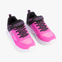 Skechers 303714L/BKHP SOLA GLOW - OMBRE DE Girls Trainers Black/Hotpink front view showing pink and black design.