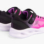Skechers 303714L/BKHP SOLA GLOW - OMBRE DE Girls Trainers Black/Hotpink rear view showing the design and color.