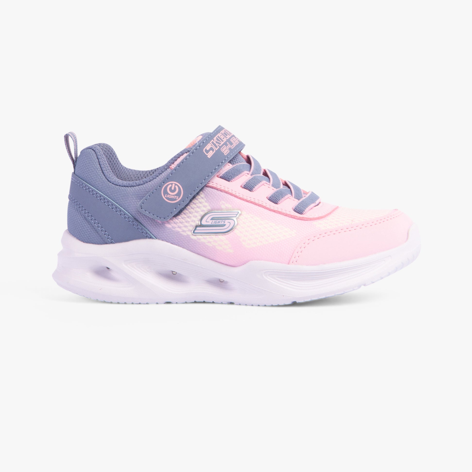 Skechers 303714L/GYLP SOLA GLOW - OMBRE DE Girls Trainers Gray/Light Pink side view