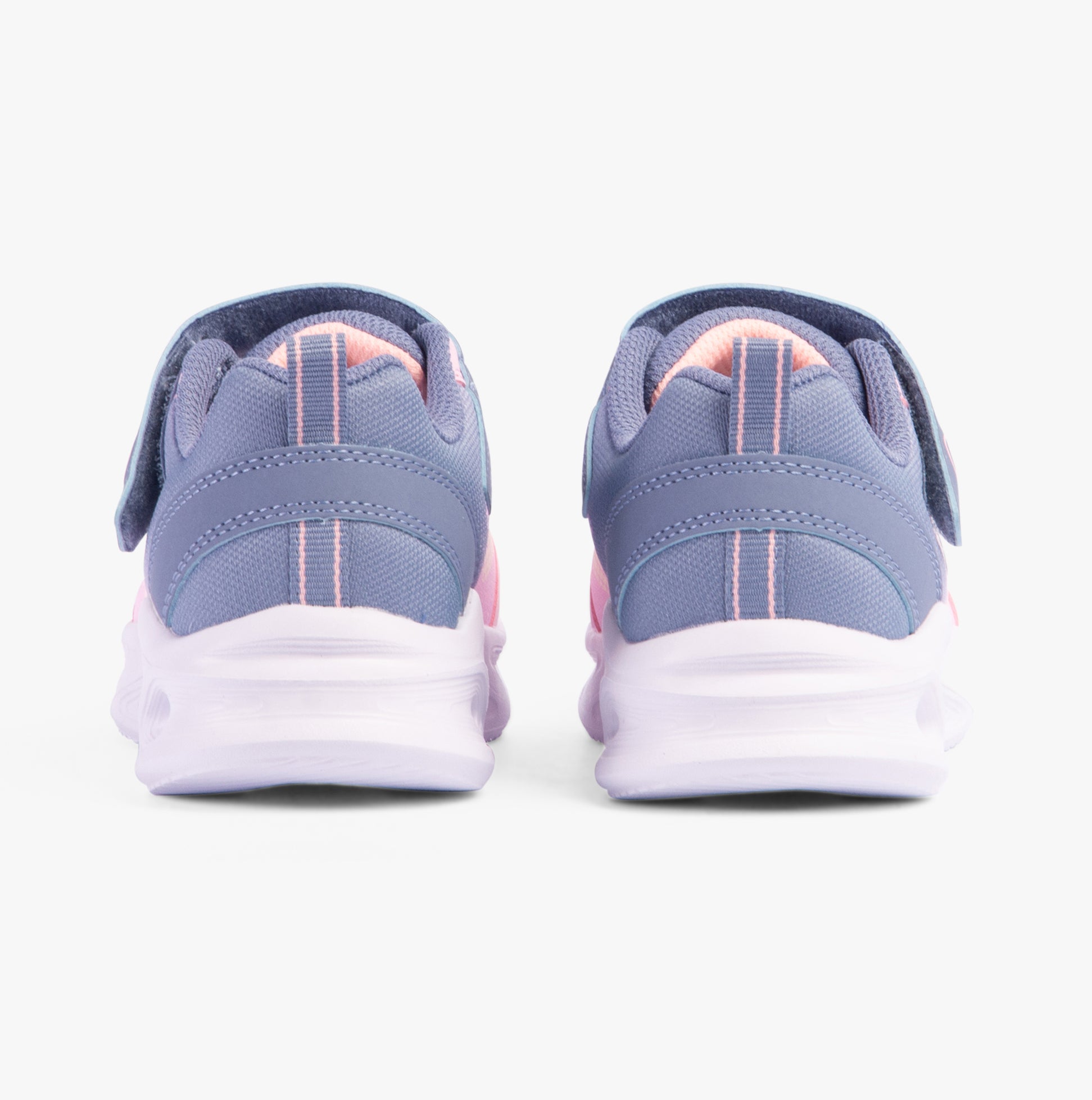 Skechers 303714L/GYLP SOLA GLOW - OMBRE DE Girls Trainers Gray/Light Pink back view showing details and colors.