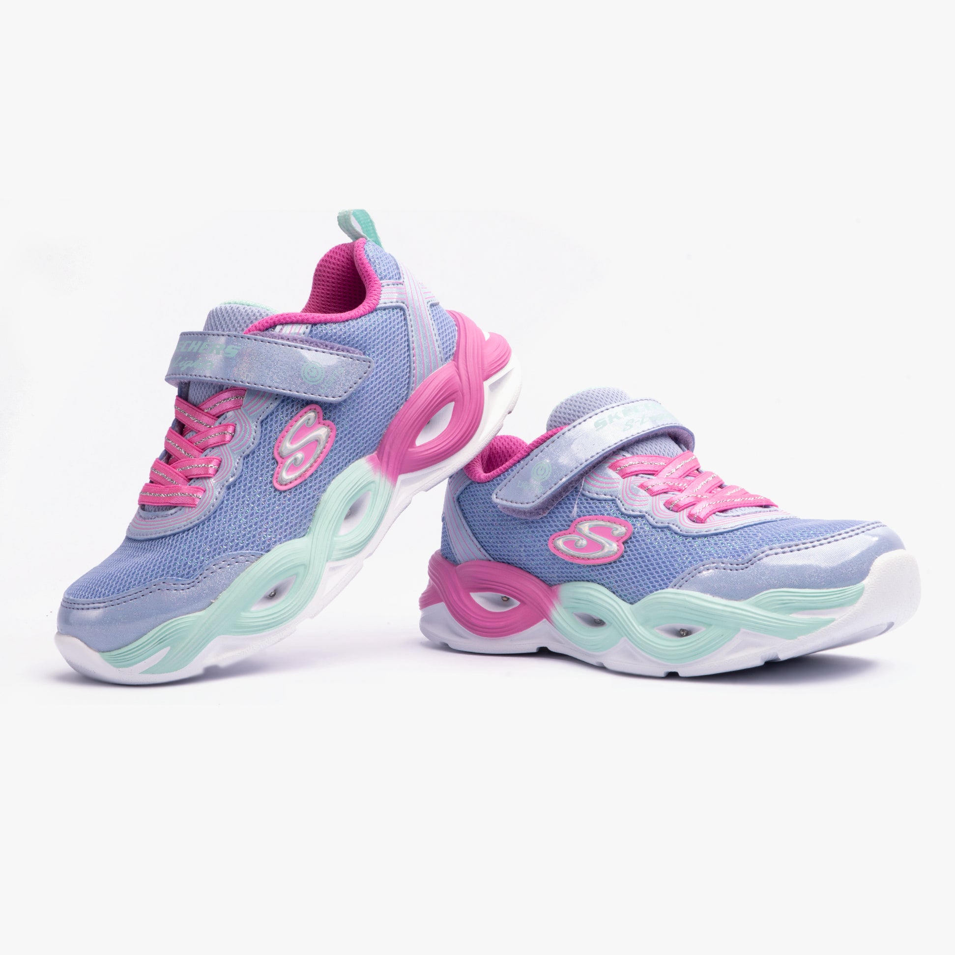 Skechers S-LIGHTS: TWISTY GLOW Girls Trainers Periwinkle/Multi