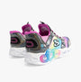 Skechers 303755L/BKMT INFINITE HEART LIGHTS - ETERN Girls Trainers Black/Multi rear view showing colorful design and bungee laces.