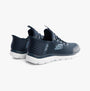 Skechers 303919L/NVY SUMMITS Girls Trainers Navy side view showing bungee stretch laces and rubber sole.