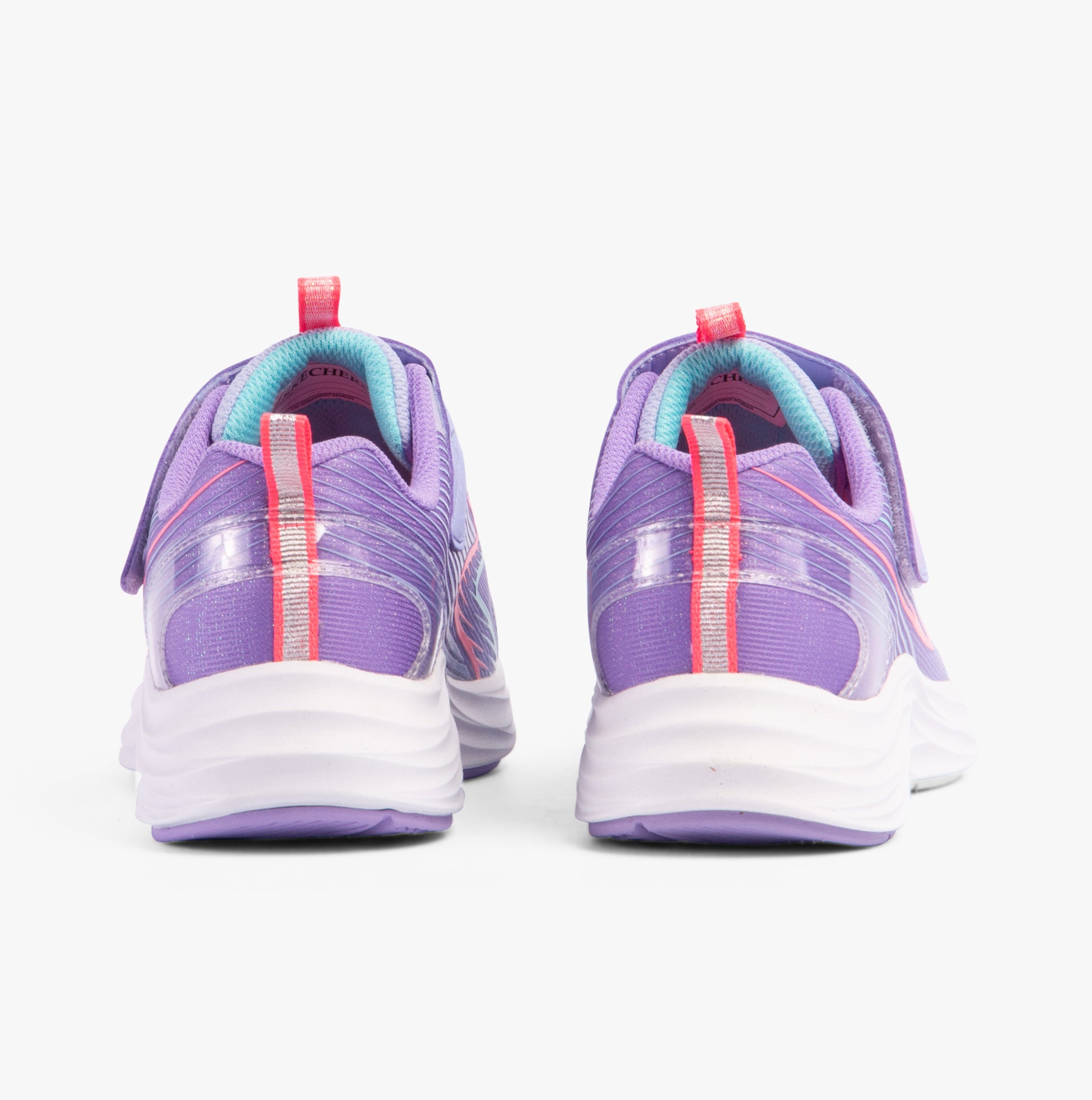 Skechers 303920L/LVMT GO-RUN-ACCELERATE Girls Trainers Lavender/Multi back view with low top design and colorful accents.