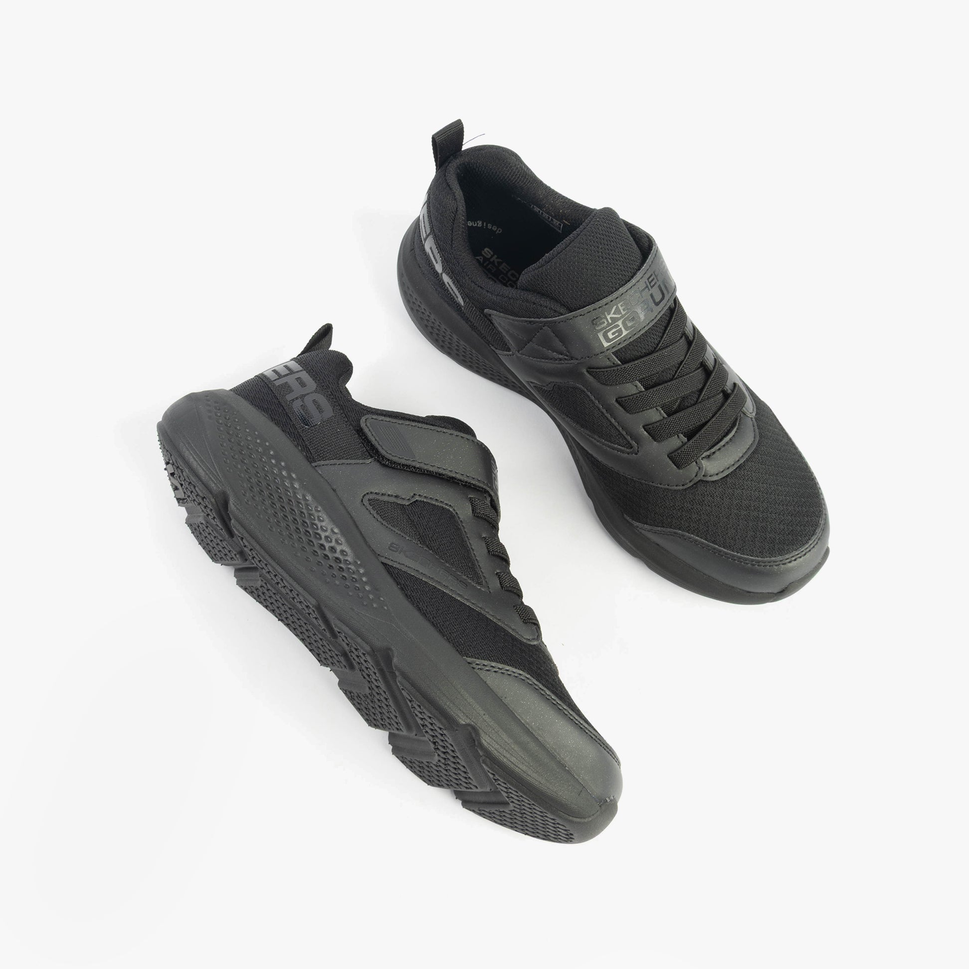 Skechers 303932L/BBK GO RUN ELEVATE - SPORTY SPECT Girls Trainers Black top view showing lace-up design and lightweight structure.