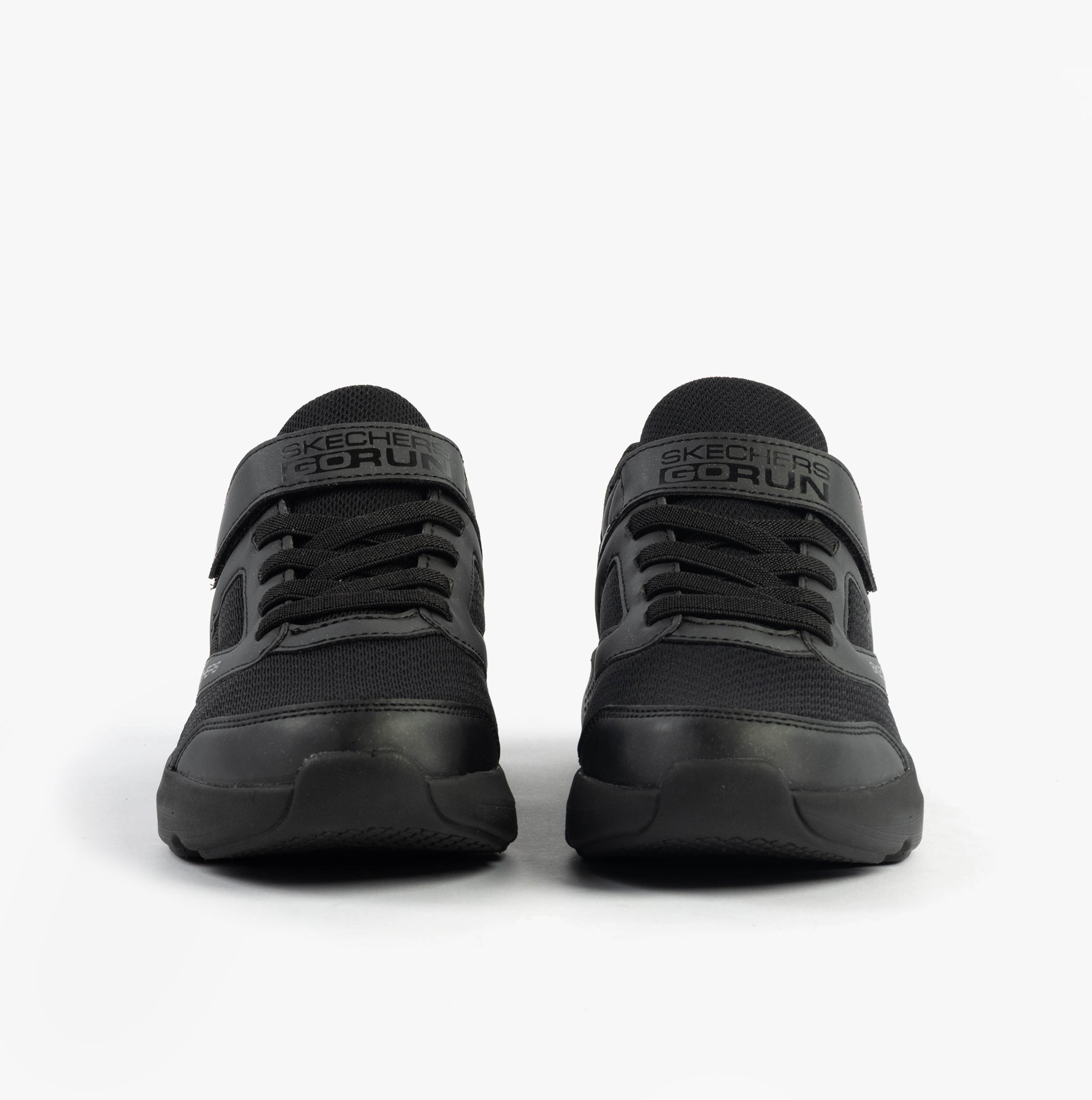 Skechers 303932L/BBK GO RUN ELEVATE - SPORTY SPECT Girls Trainers Black front view, lace-up, lightweight design.