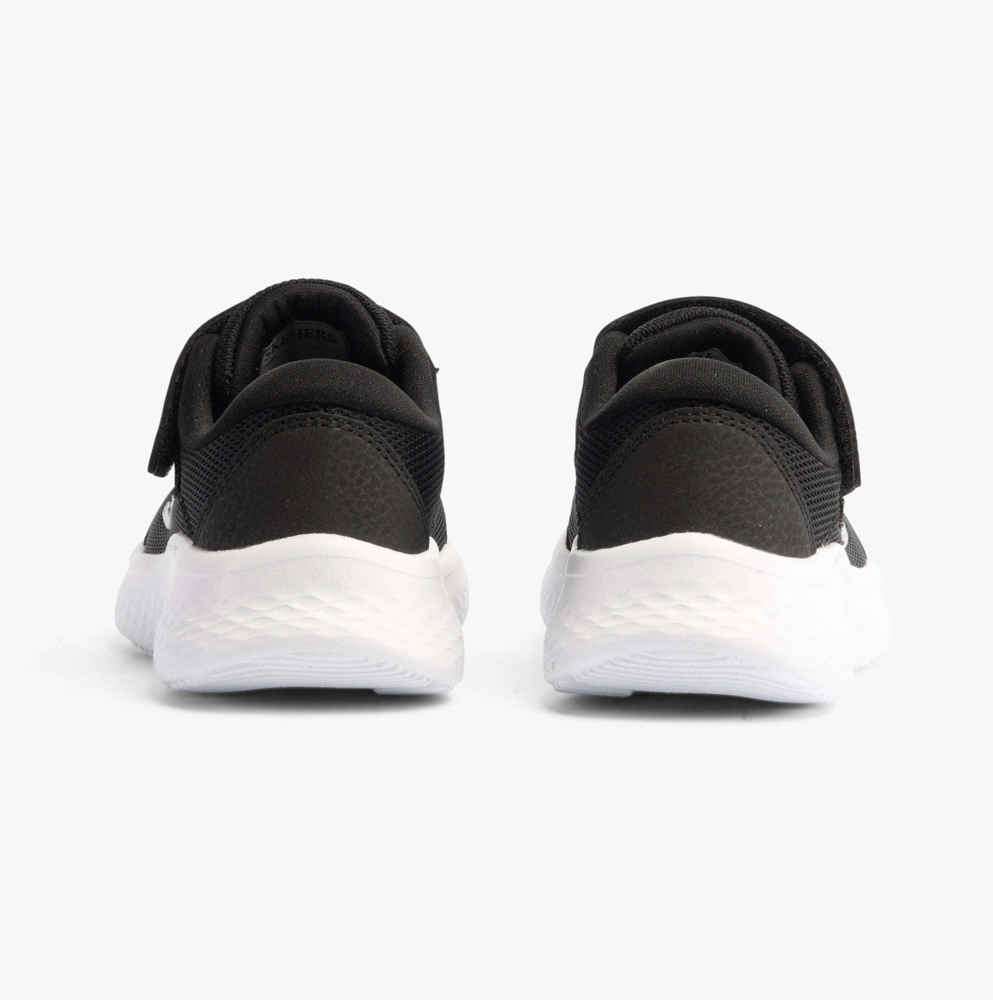 Skechers 303934L/BLK SKECH-LITE PRO Girls Trainers Black rear view with black synthetic upper and white sole.