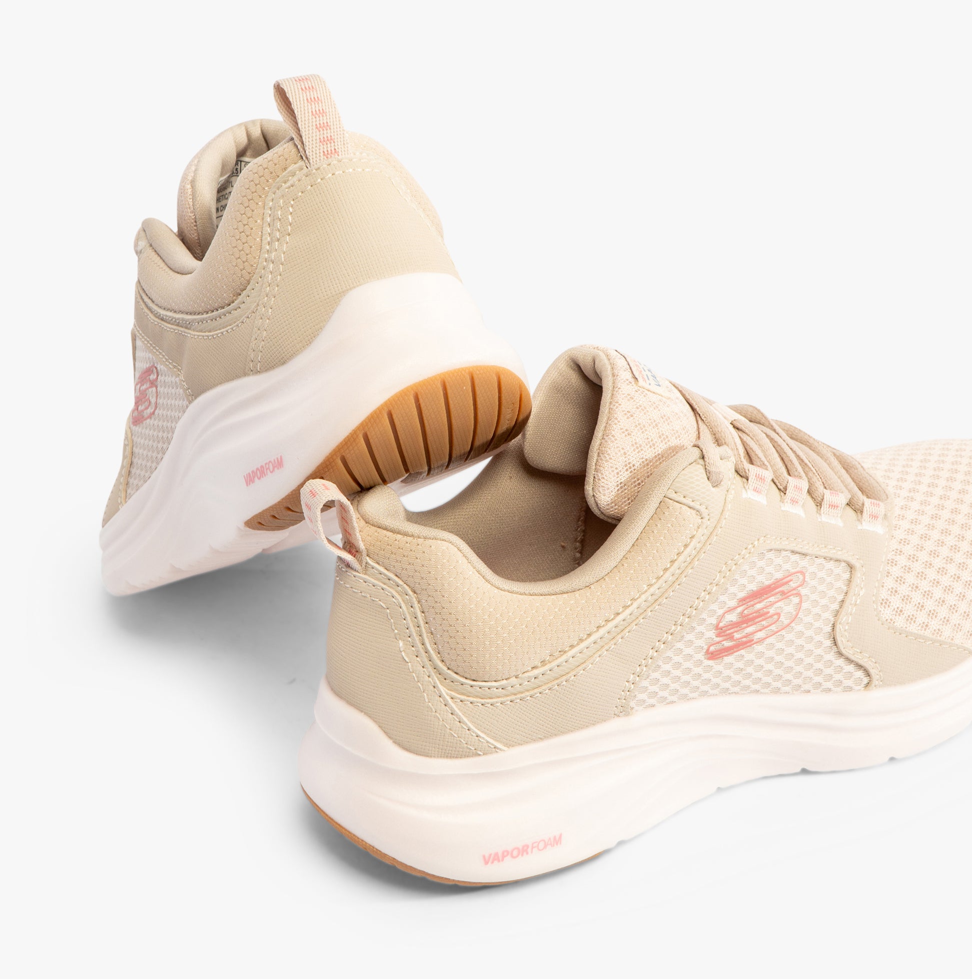 Skechers 303937L/NAT VAPOR FOAM - LASTING MOMENT Girls Trainers Natural rear view showcasing comfort and style.