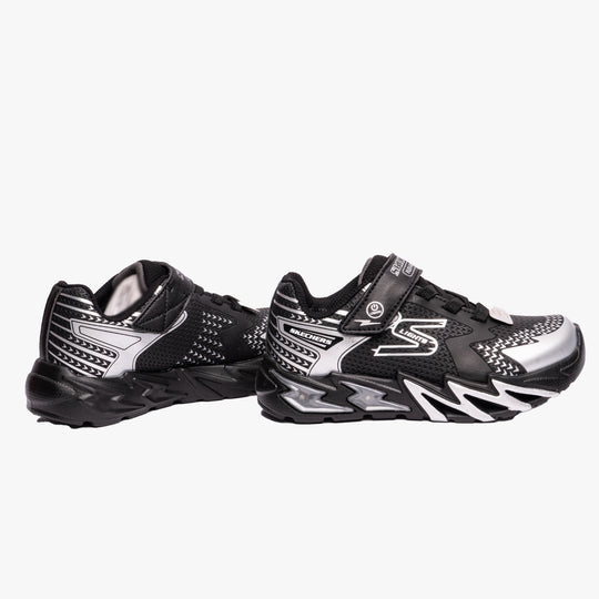 Skechers FLEX-GLOW BOLT Boys Trainers Black/Sliver