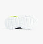 Skechers 400138N/BKBL FLEX-GLOW BOLT Boys Trainers Black/Blue sole view, featuring white and black rubber outsole.