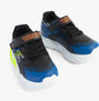 Skechers 400138N/BKBL FLEX-GLOW BOLT Boys Trainers Black/Blue side view showing lightweight design and comfort features.