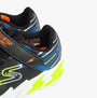 Skechers 400138N/BKBL FLEX-GLOW BOLT Boys Trainers Black/Blue detail view of upper material and design features.