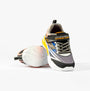 Skechers 400139N/BKSL S LIGHTS FLEX-GLOW ULTRA Boys Trainers Black/Silver front view showcasing the lightweight design and vibrant colors.
