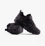 Skechers 403640L/BBK UNO LITE - ECHO SURGE Boys Trainers Black side view showing sleek design and rubber sole.