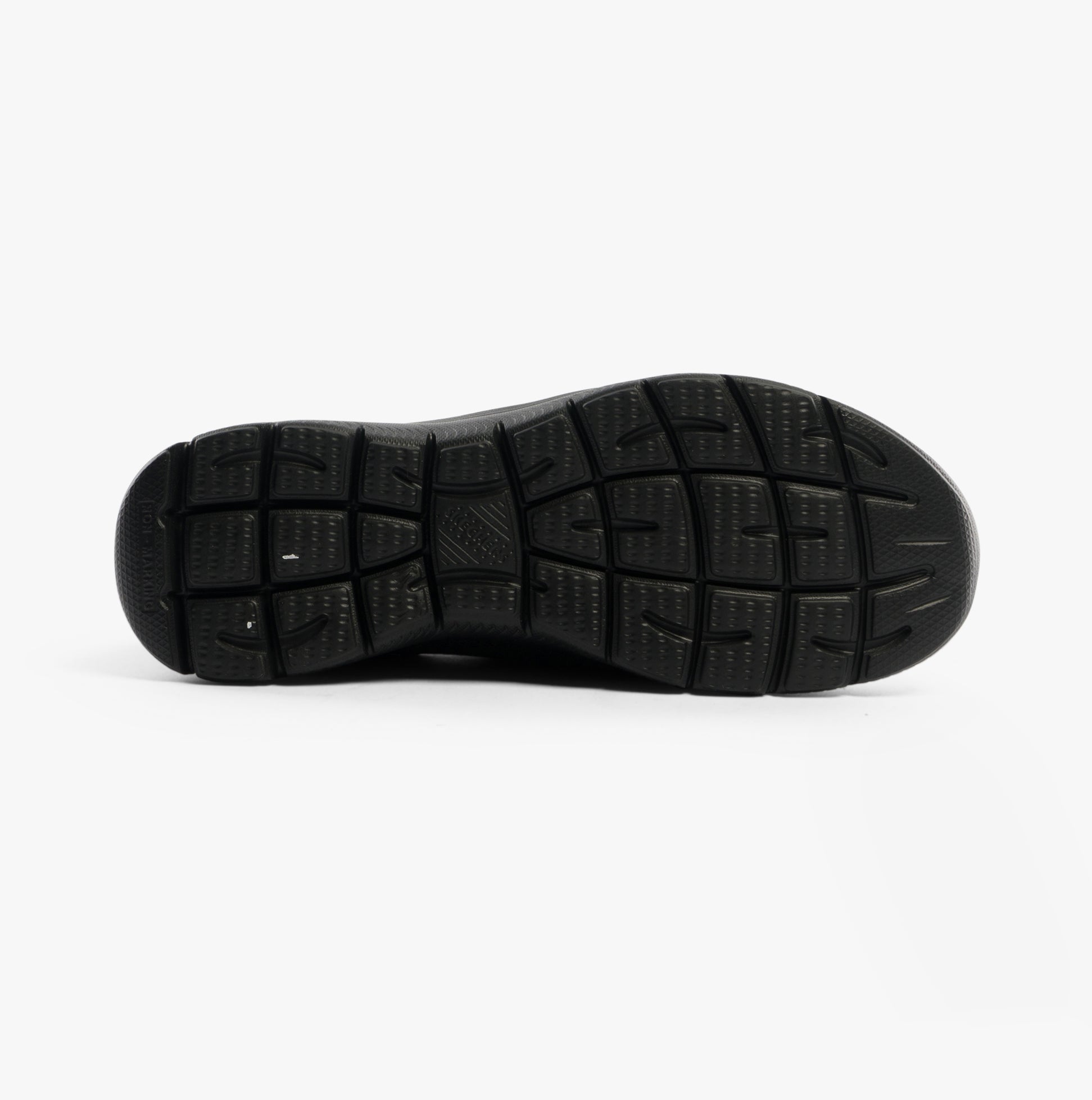 Skechers 403833L/BBK SUMMITS - HIGH RANGE Boys Trainers Black sole view showing rubber traction pattern.