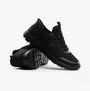 Skechers 403833L/BBK SUMMITS - HIGH RANGE Boys Trainers Black side view showcasing breathable textile upper and rubber sole.