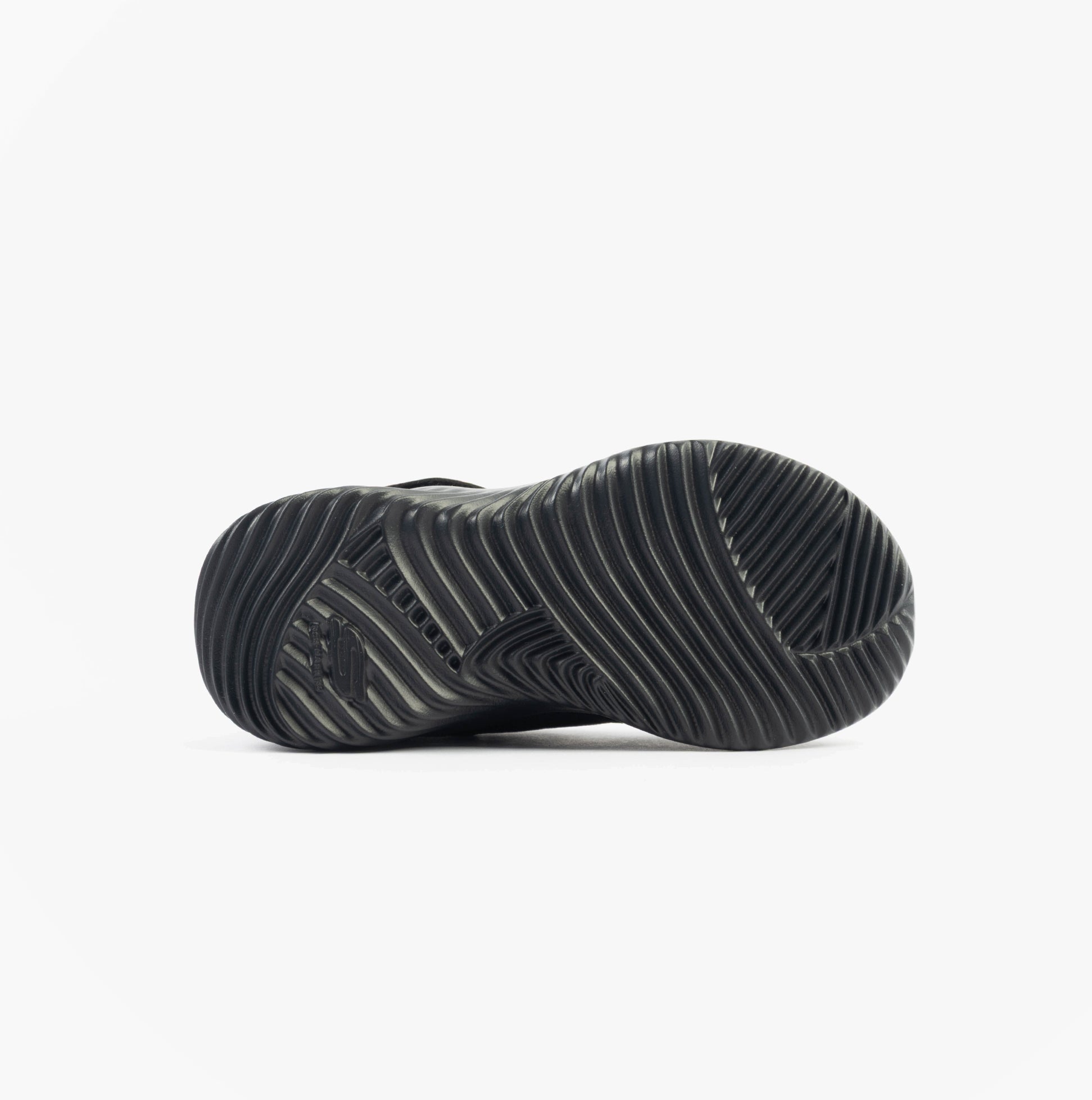Skechers 403908L/BBK BOUNDER - TREKZIC Boys Trainers Black bottom view showcasing rubber sole design.