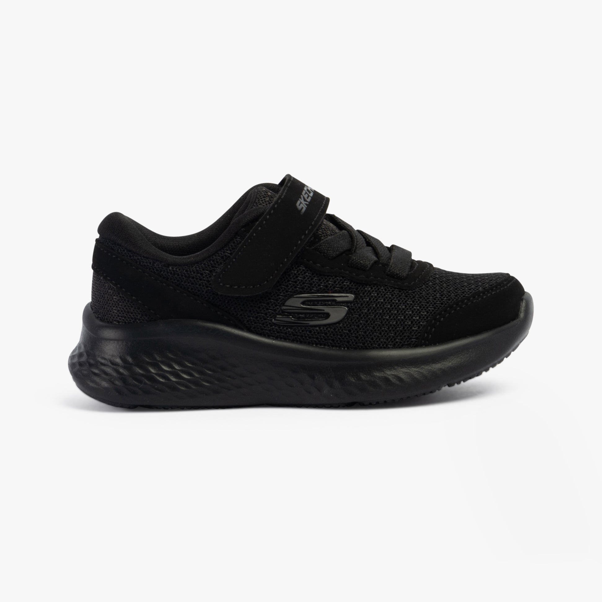 Skechers 404015N/BBK SKECH-LITE PRO - SPRINT SURGE Boys Trainers Black side view with lace-up closure and lightweight design.