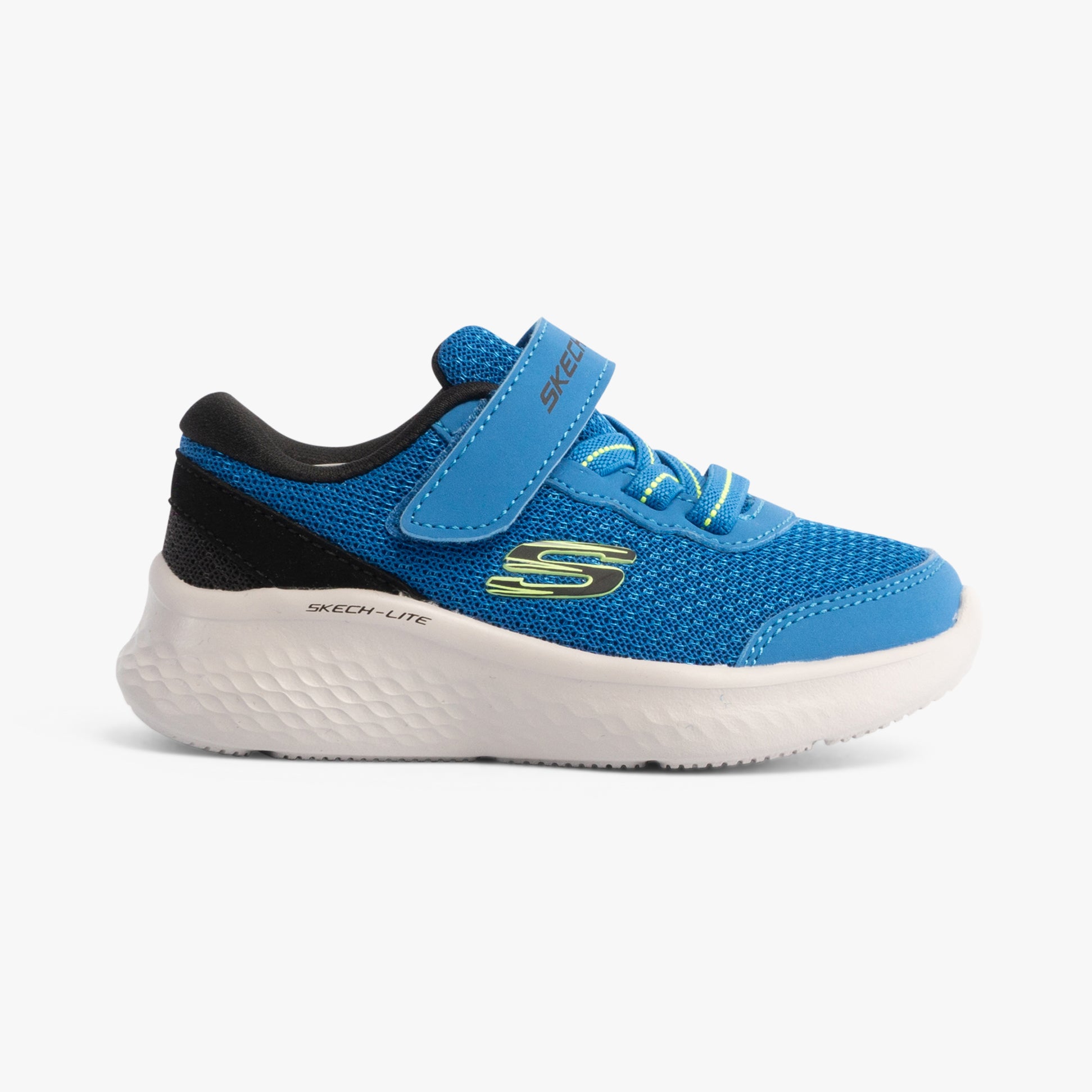 Skechers 404015N/BLBK SKECH-LITE PRO - SPRINT SURGE Boys Trainers Blue/Black side view featuring mesh upper and rubber sole.