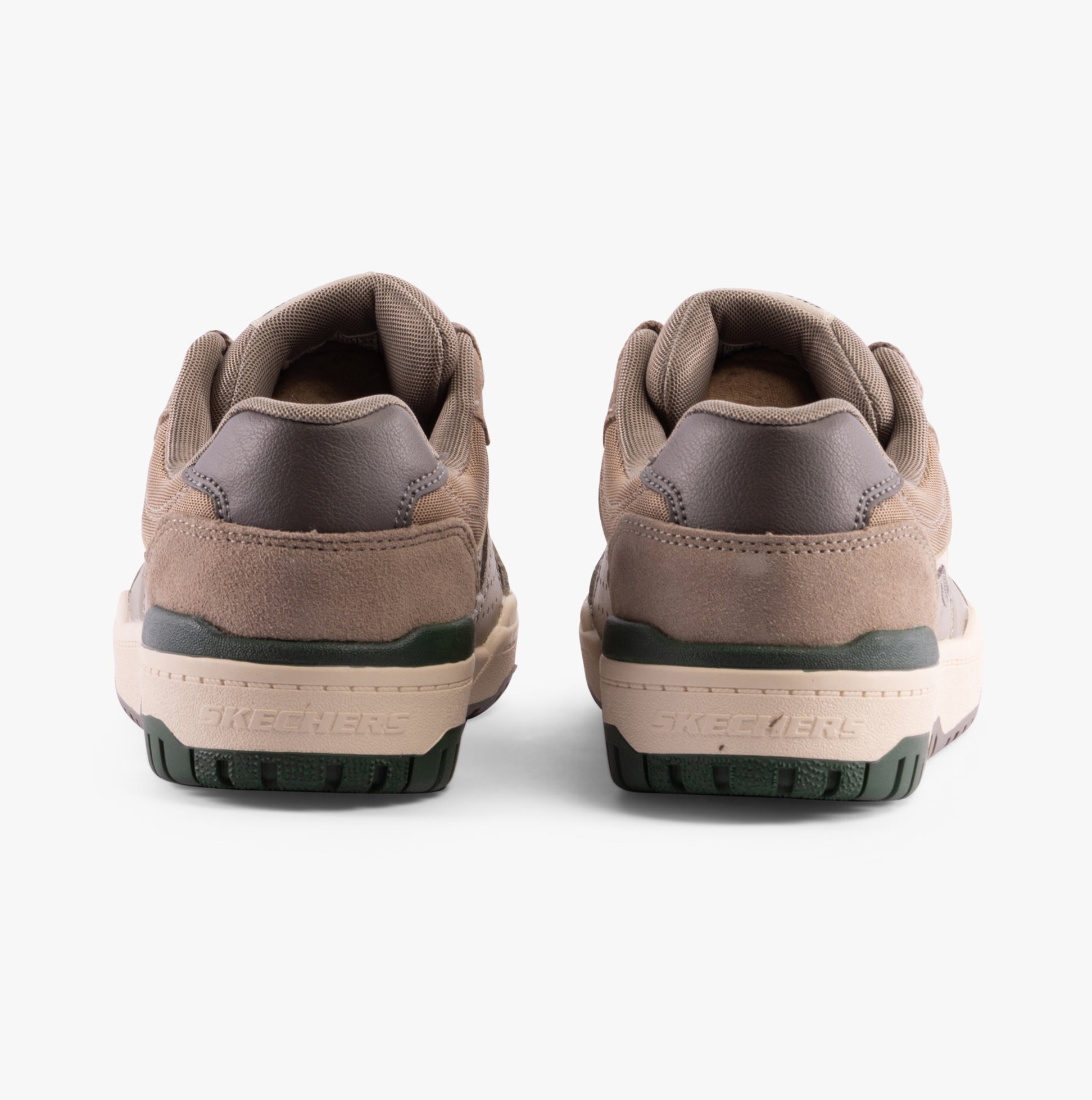 Skechers 406157L/TPE SKX-228 Boys Trainers Taupe rear view with round toe and relaxed fit