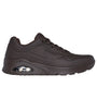 Skechers 52458/CHOC UNO - STAND ON AIR Mens Trainers Chocolate side view showcasing synthetic leather and air-cooled memory foam.