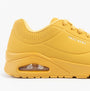 Skechers 52458/HNY UNO - STAND ON AIR Mens Trainers Honey side view showing synthetic leather and air-cooled memory foam.