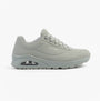Skechers 52458/LTGY UNO - STAND ON AIR Mens Trainers Light Grey side view showcasing lace-up design and air-cooled memory foam.