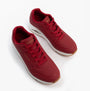 Skechers 73690/DKRD UNO - STAND ON AIR Womens Trainers Dark Red top view with lace-up closure and air-cooled memory foam.