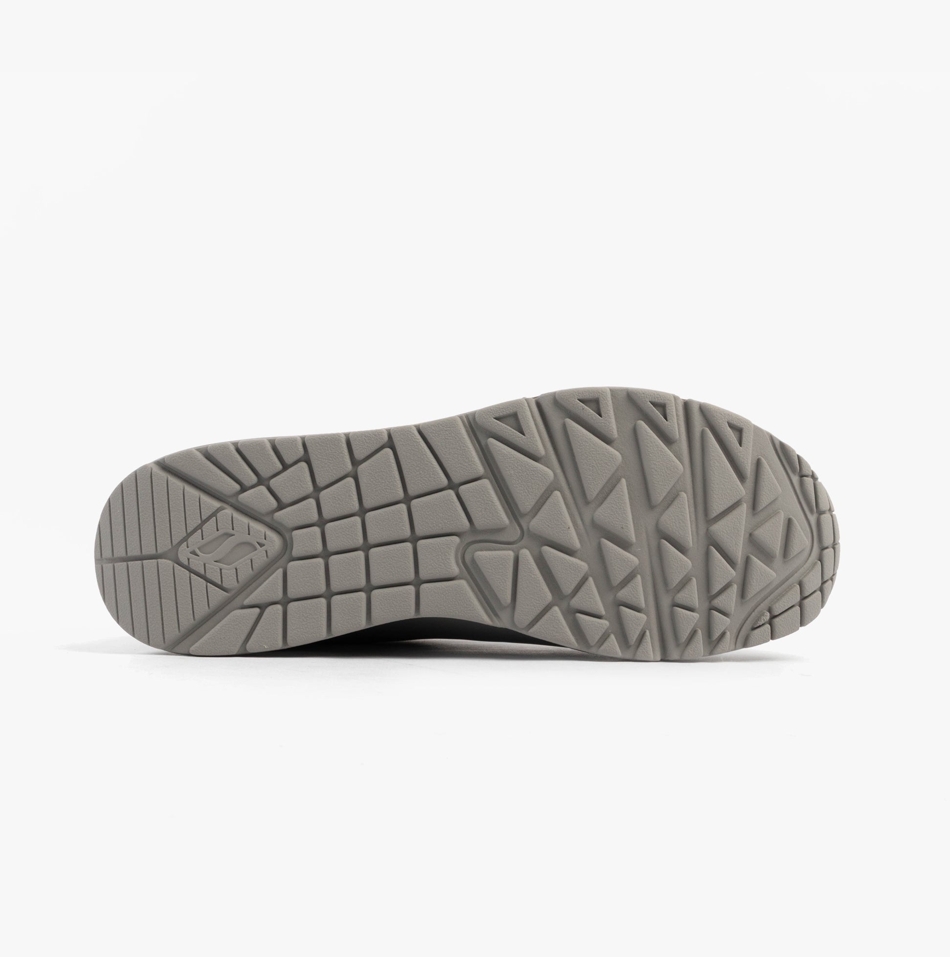 Skechers 73690/GRY UNO - STAND ON AIR Womens Trainers Grey/Light Blue bottom view showing rubber sole.