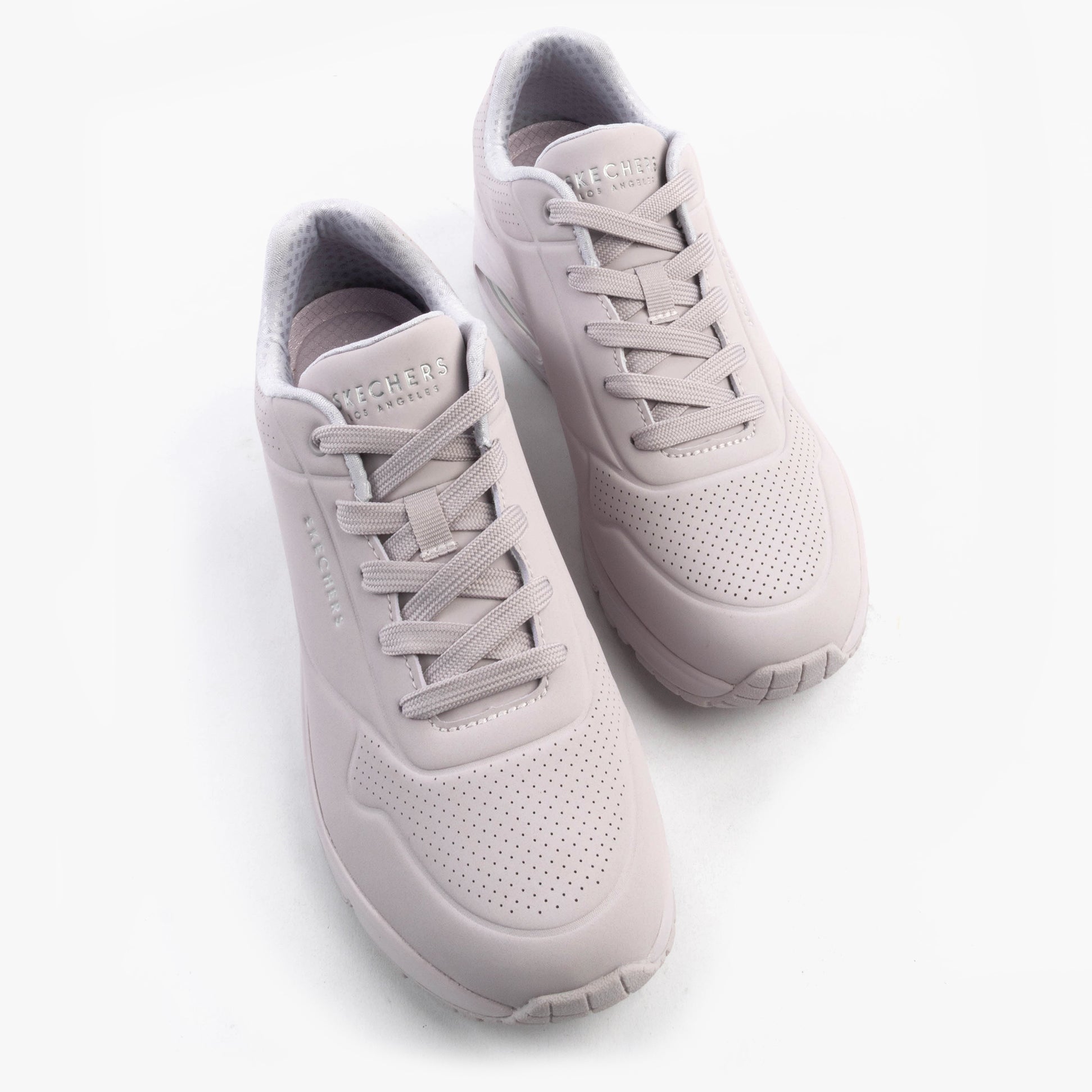 Skechers 73690/LAV UNO - STAND ON AIR Womens Trainers Lavender front view showing lace-up design and synthetic upper.