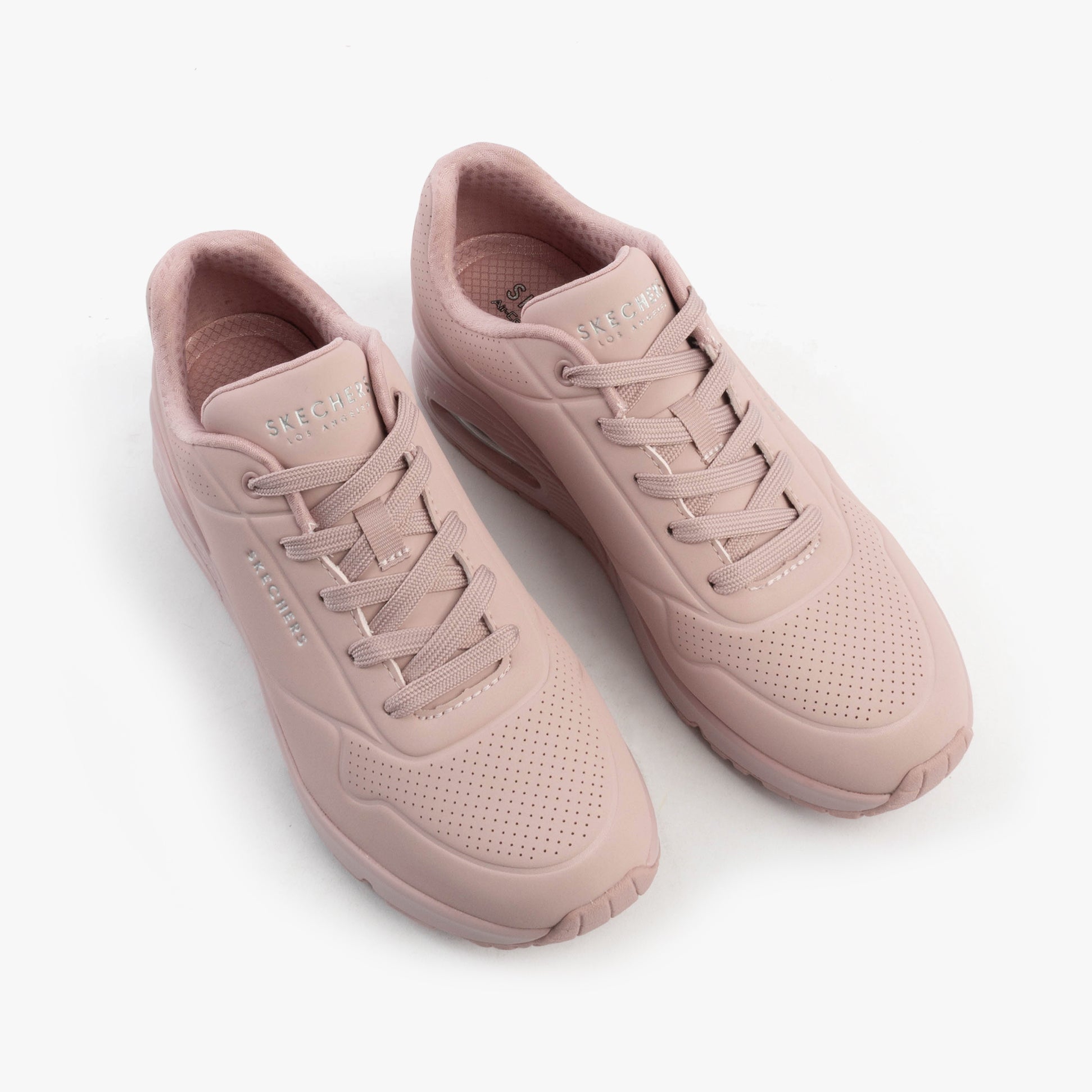 Skechers 73690/LTMV UNO - STAND ON AIR Womens Trainers Light Mauve top view showing lace-up design and synthetic upper.