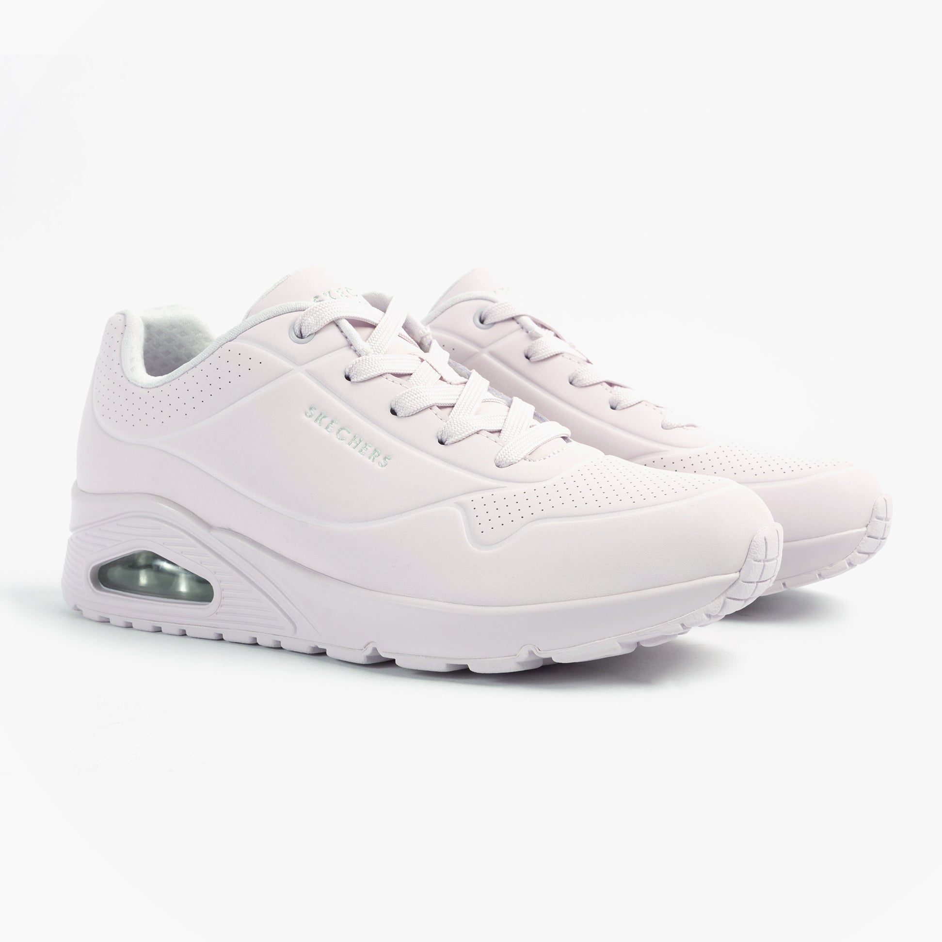 Skechers 73690/LVLP UNO - STAND ON AIR Womens Trainers Purple side view with lace-up closure and comfortable synthetic upper.