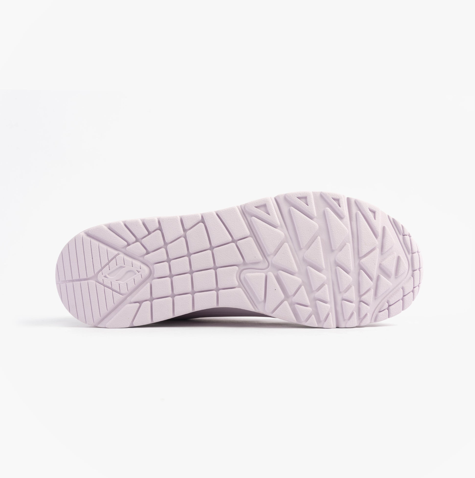 Skechers 73690/LVLP UNO - STAND ON AIR Womens Trainers Purple sole view showing traction and design details.