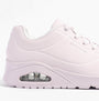 Skechers 73690/LVLP UNO - STAND ON AIR Womens Trainers Purple side view showing cushioning and design features.