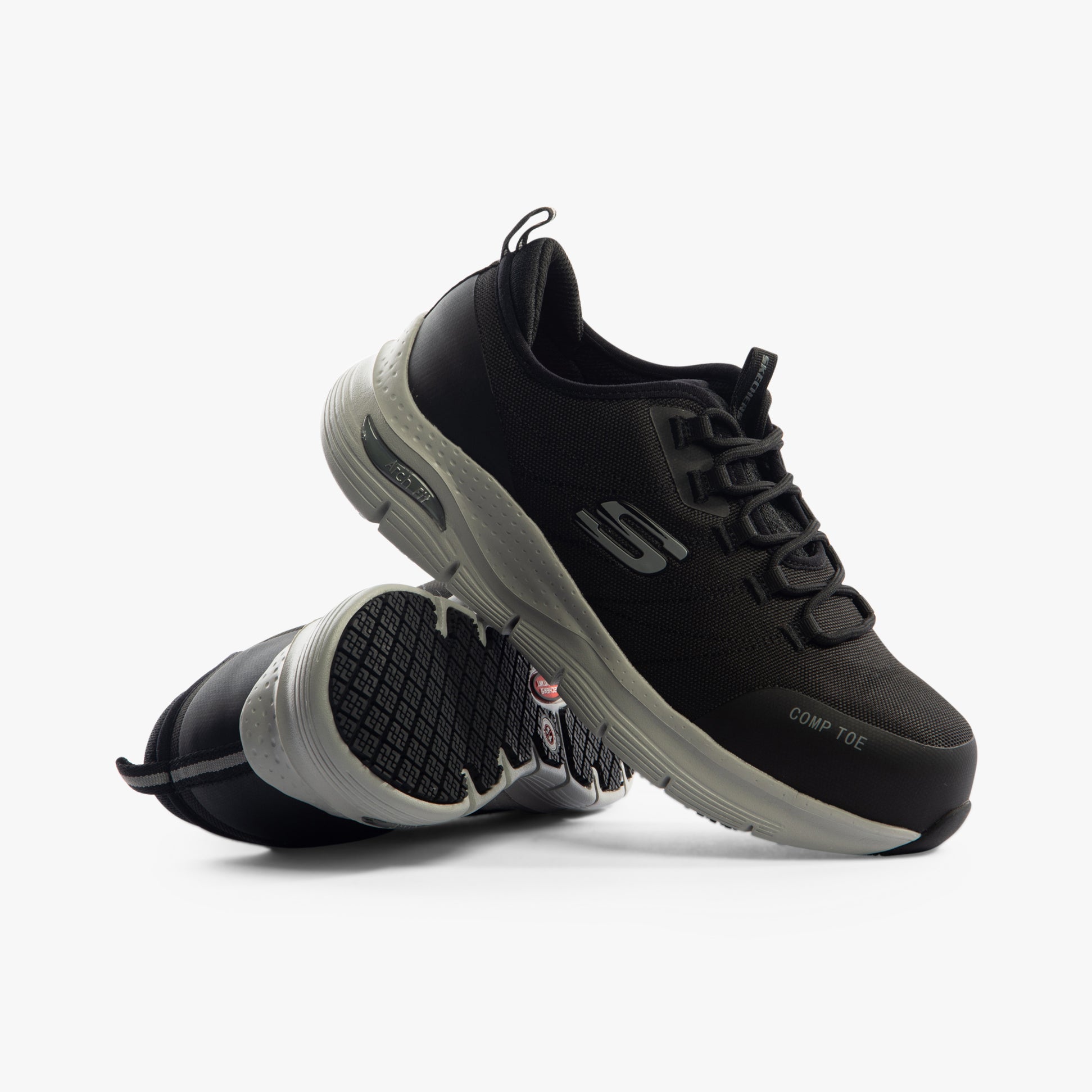 Skechers Work 108075EC Arch Fit - Ebinal Womens Composite Toe ESD Safety Trainers Black/Grey