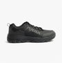 Skechers Work 200000EC FANNTER SR Mens Occupational Trainers Black side view, leather/synthetic upper, rubber sole, lace-up, memory foam