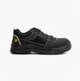 Skechers Work 200001EC TROPHUS Mens Safety Trainers Black, side view, black nubuck and fabric upper with synthetic sole, memory foam