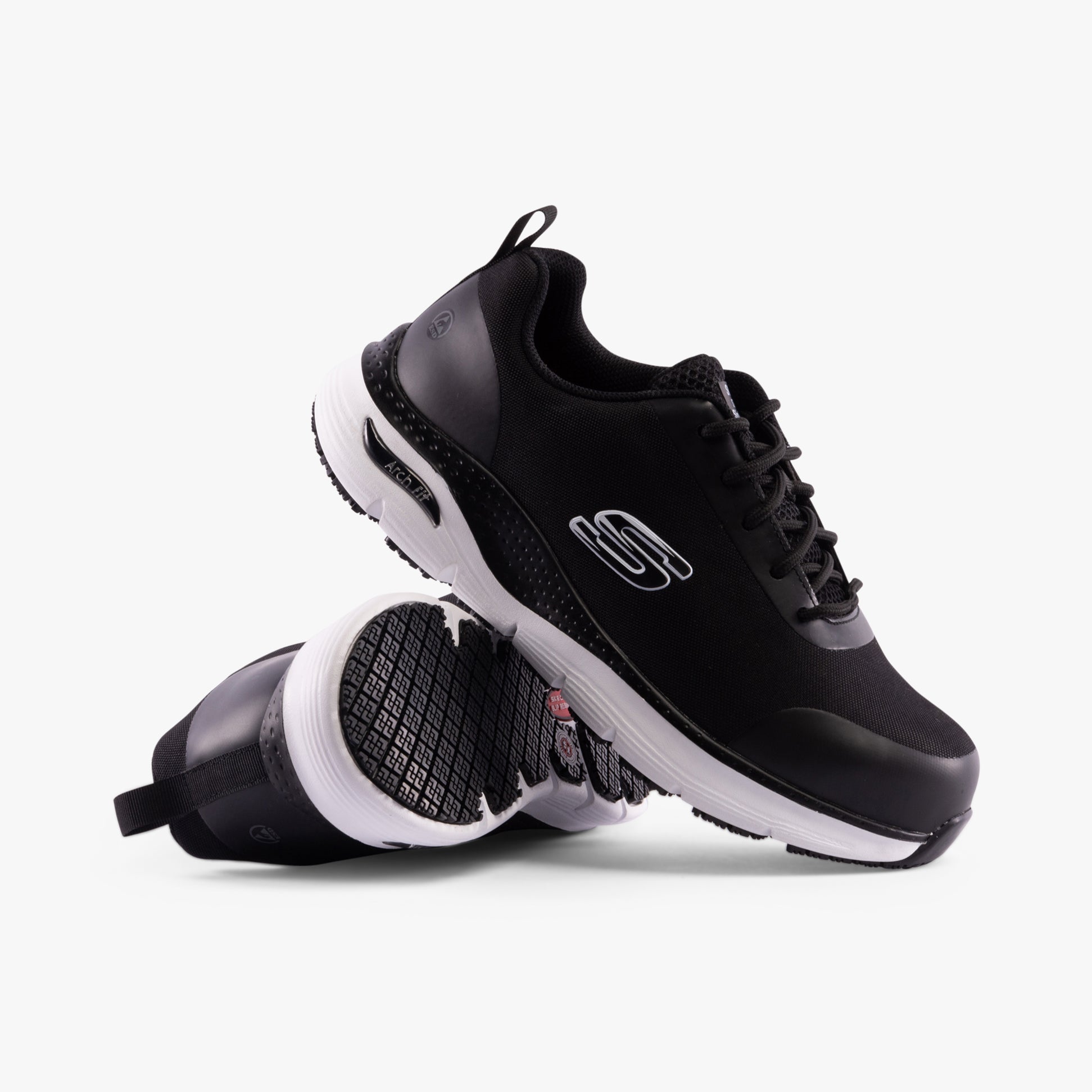 Skechers Work 200086EC Arch Fit SR - Ringstap Mens Steel Toe ESD Safety Trainers Black/White