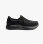Side view of Skechers Work 77048EC FLEX ADVANTAGE - MCALLEN SR Mens Occupational Trainers Black, slip-on with rubber sole.