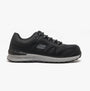 Side view of Skechers Work 77180EC BULKLIN - LYNDALE Mens Safety Trainers Black, synthetic upper, rubber sole, composite toe cap.