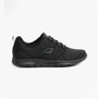 Side view of Skechers Work 77211EC GHENTER - SRELT SR Womens Occupational Trainers Black with lace-up design and rubber sole.