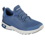 Side view of Skechers Work 77281EC MARSING - WAIOLA SR Womens Occupational Trainers Blue with slip-resistant sole and lace-up closure.