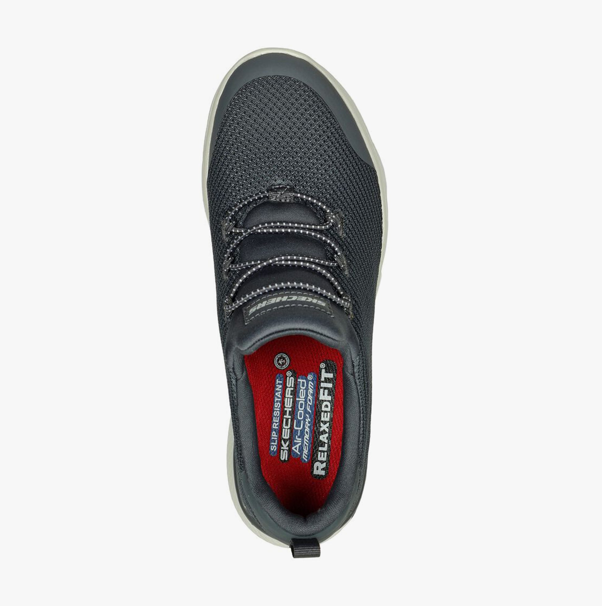 Top view of Skechers Work 77281EC MARSING - WAIOLA SR Womens Occupational Trainers Charcoal, showing round toe and lace-up design.
