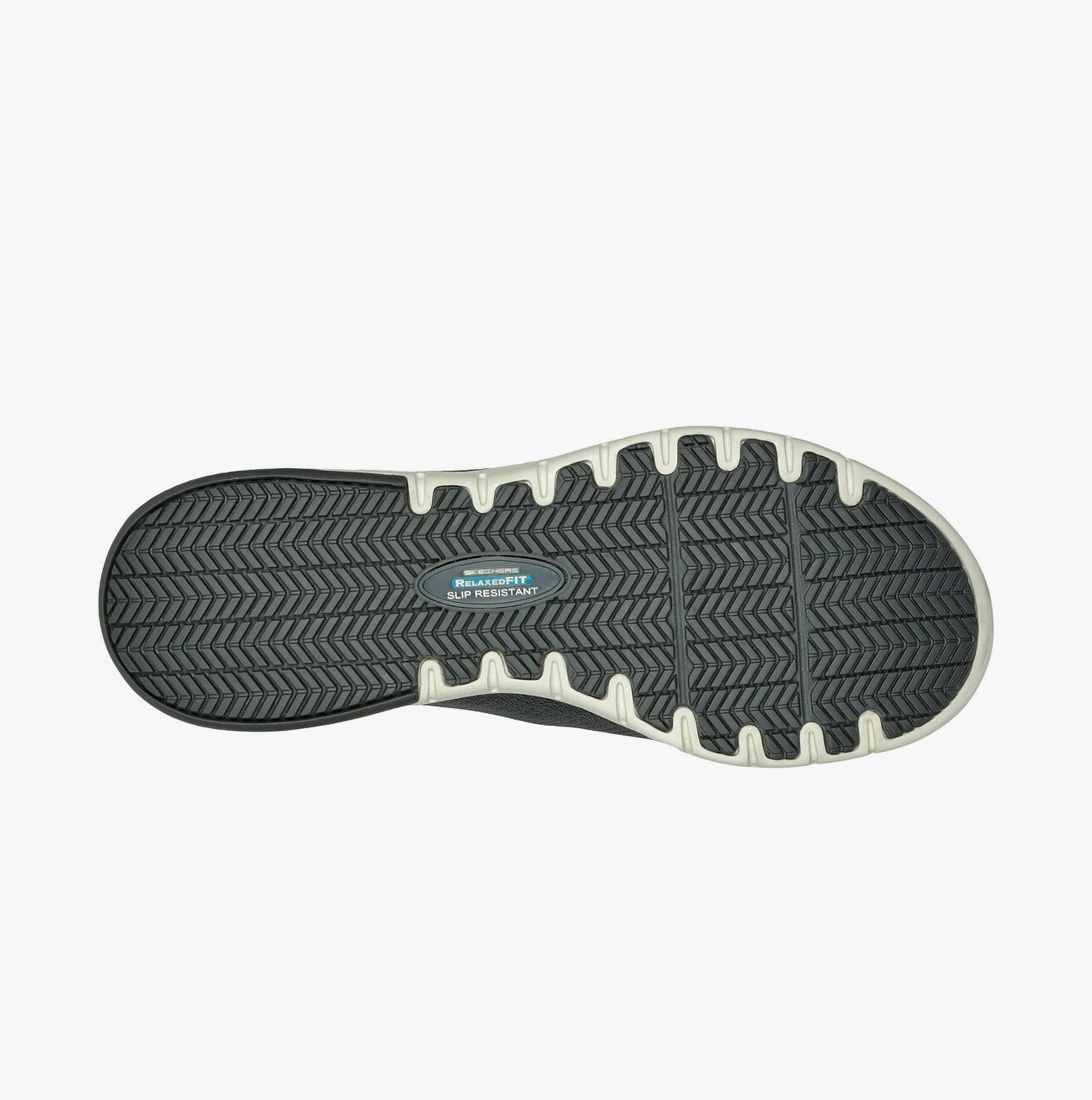 Skechers Work 77281EC MARSING - WAIOLA SR Womens Occupational Trainers Charcoal, sole view, showcasing slip-resistant EVA/TPR material.
