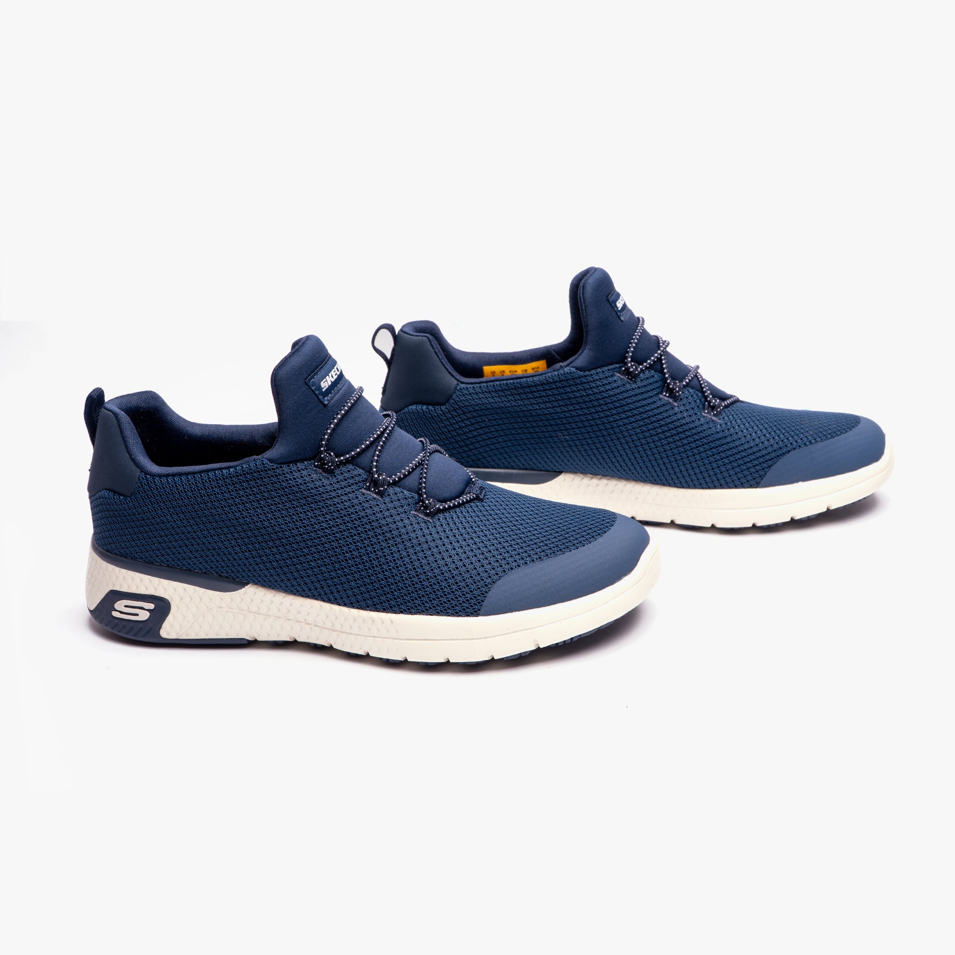 Side view of Skechers Work 77281EC MARSING - WAIOLA SR Womens Occupational Trainers Navy with round toe and slip-resistant sole.