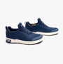 Side view of Skechers Work 77281EC MARSING - WAIOLA SR Womens Occupational Trainers Navy with round toe and slip-resistant sole.